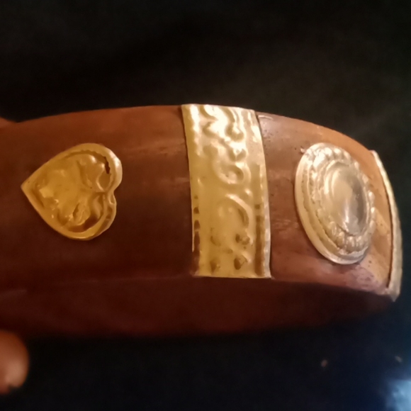 Vintage Sterling on wood bangle bracelet - Picture 4 of 4